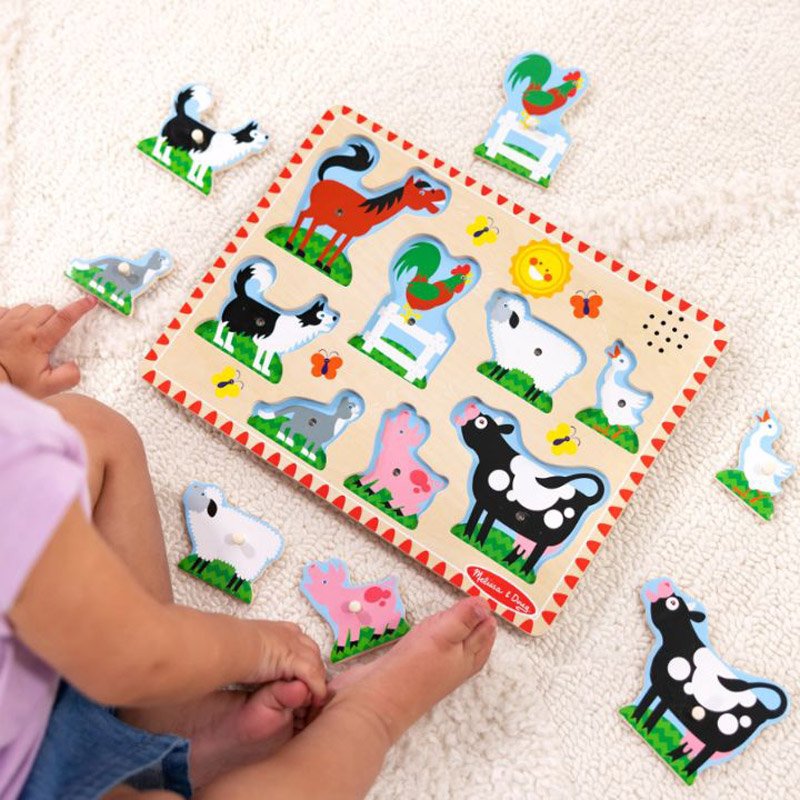 Melissa & Doug Wooden Sound Puzzle – Farm Animals - Image 3
