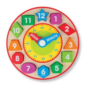 Melissa & Doug Shape Sorting Clock wooden educational toy with shape pieces