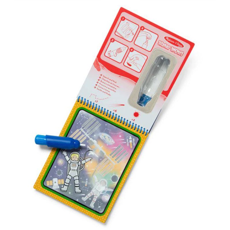 Melissa & Doug Water Wow Space pad boards showing rocket ship and space station scenes