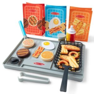 Melissa & Doug Flip & Fry Grill Play Set with color-changing play food